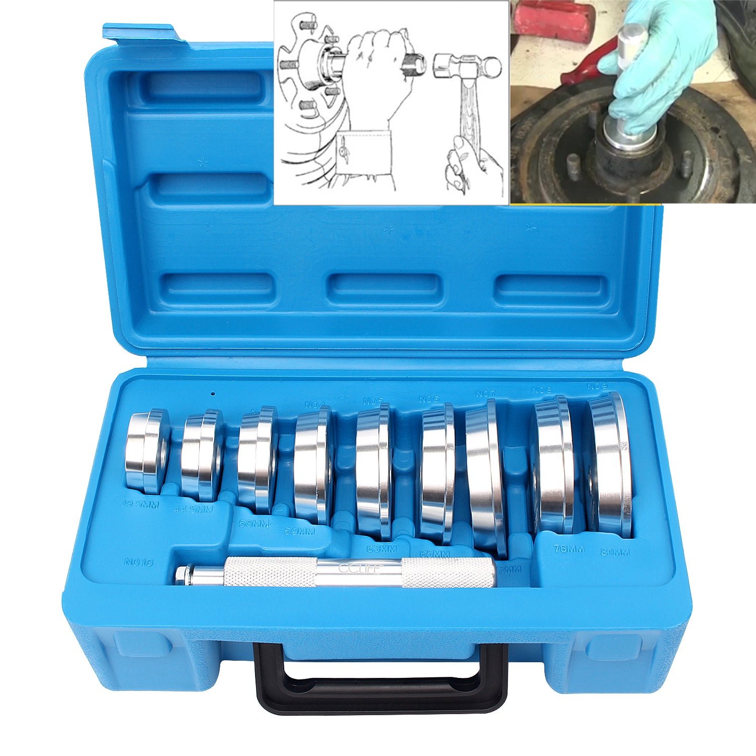 6736ee685298a237f1c8e9cf34516ad5 Aluminium Lagerlaufbahn und Dichtung Treiber Bush Press Installation Tool Kit 10 Stück – Bild 1