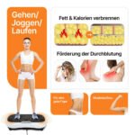 Vibrationsplatte mit 12 Programmen und 99 Intensitätsstufen für effizientes Training / Fitnessplatte inkl. Fernbedienung und 2 Widerstandsbändern / Fett verlieren und Fitnesstraining von Zuhause mit Vibrationsgerät – Bild 4