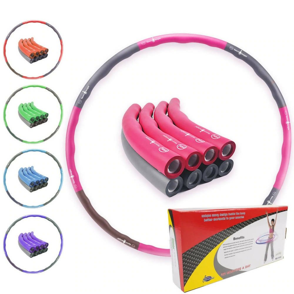 ky3qR8vN40 Premium Hula Hoop Reifen 1.0 von FitOne / Kalorienkiller / 8-teilig / patentiertes Wellendesign / hochwertiges PP-Material / stabiler Schaumstoff / Fitnesswaffe – Bild 1