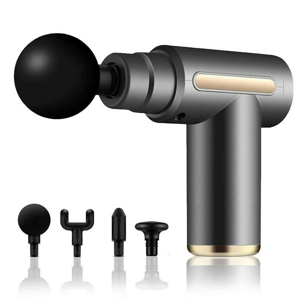 z53r8QvI61 Massagepistole mit 4 Massageköpfen gegen Muskelverspannungen / Tragbares Mini-Muskelmassagegerät mit 10 Geschwindigkeiten und starkem Akku / Für Bein, Nacken, Schulter, Cellulite, Muskelkater – Bild 1