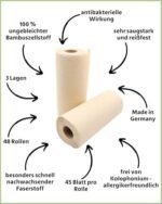 œcolife Bamboo Kitchen Towels, 48 Rolls, 45 Sheets per Roll, 3-Ply, Unbleached Bamboo Pulp with Antibacterial Properties  Amazon.de: Health & Personal Care – Bild 2